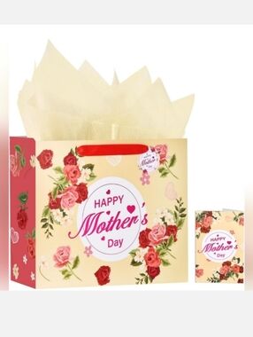 NEW Beautiful Mother's Day Gift Bag With Matching Greeting Card & Tissue Paper